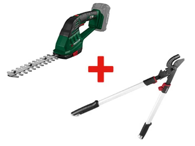 Recortadora/Cortasetos inalámbrica + Podadora de yunque, 20V